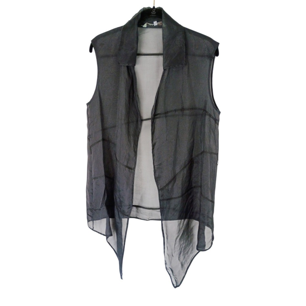 Redwood Court Womens Sheer Open Front Vest Block Sharkbite Hem Size M